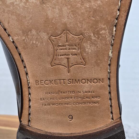 Beckett Simonon Mens 9 Brown Double Monkstrap Almond Toe Loafer Dress Shoe - Picture 11 of 14